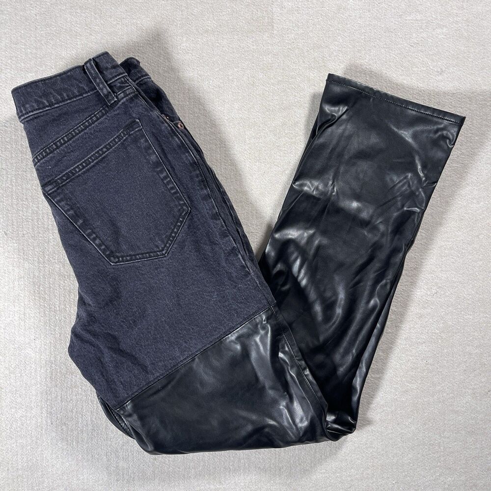 Abrecrombie & Fitch 90s Ultra High RiseCurve Love Half Jean Half Leather Size 28